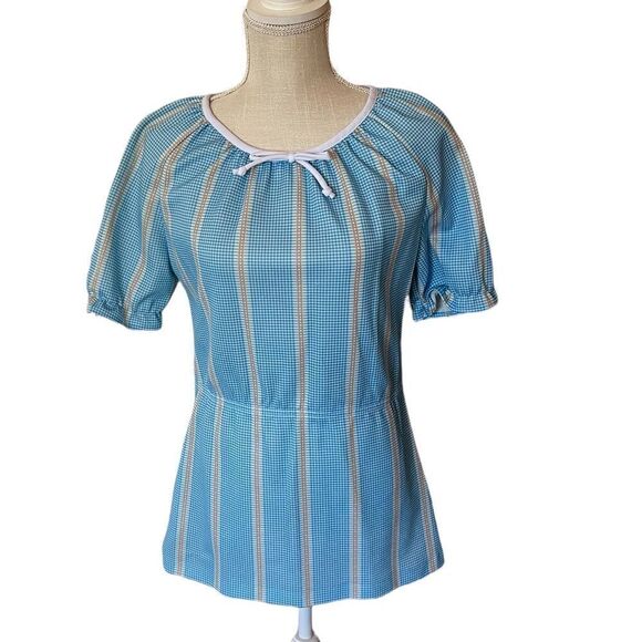 Vintage “Alive Tops” Gingham Check Blouse from 1970 - Picture 2 of 7